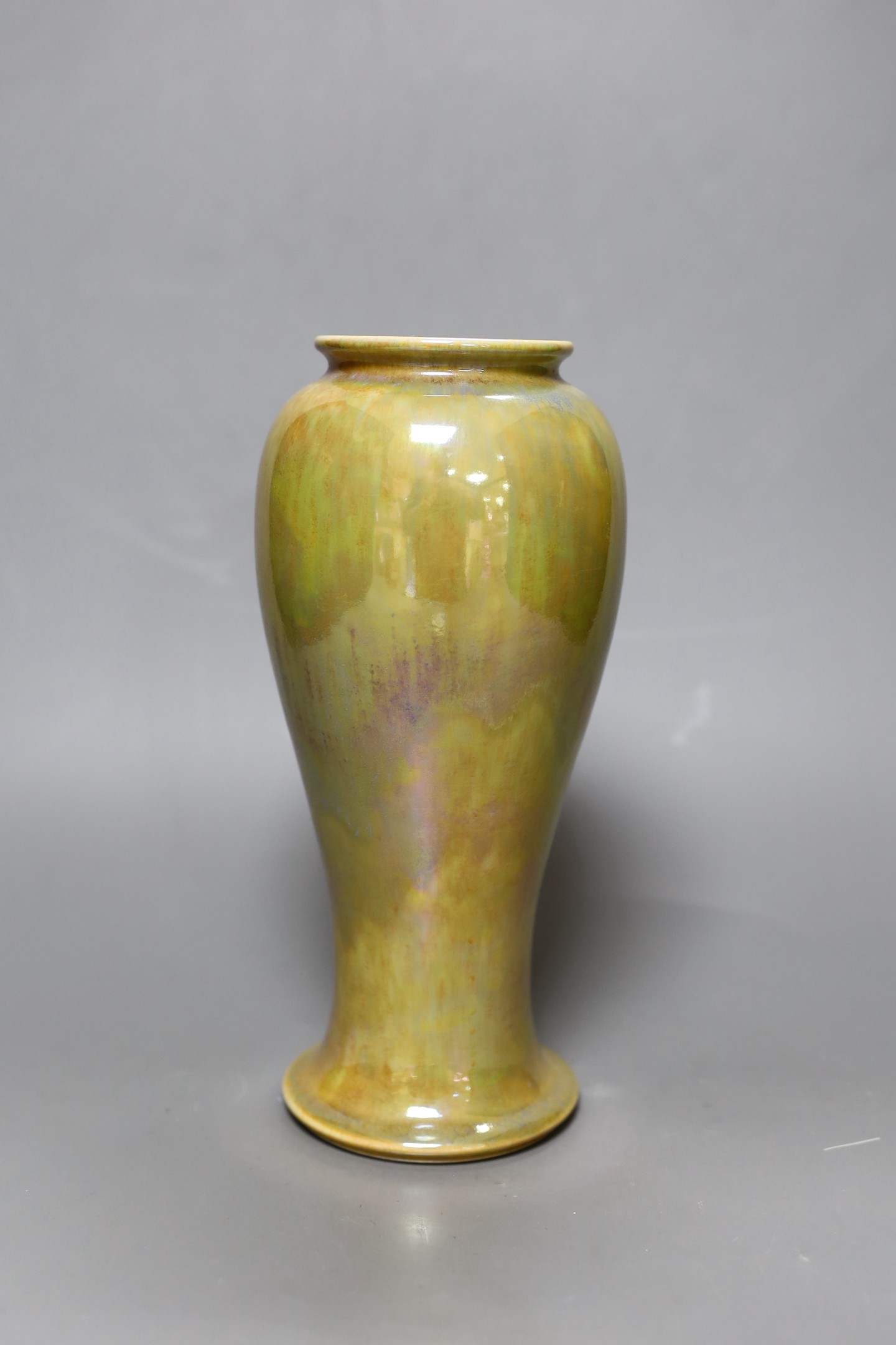 A Ruskin buff lustre glazed monochrome vase, dated 1923, 23cm